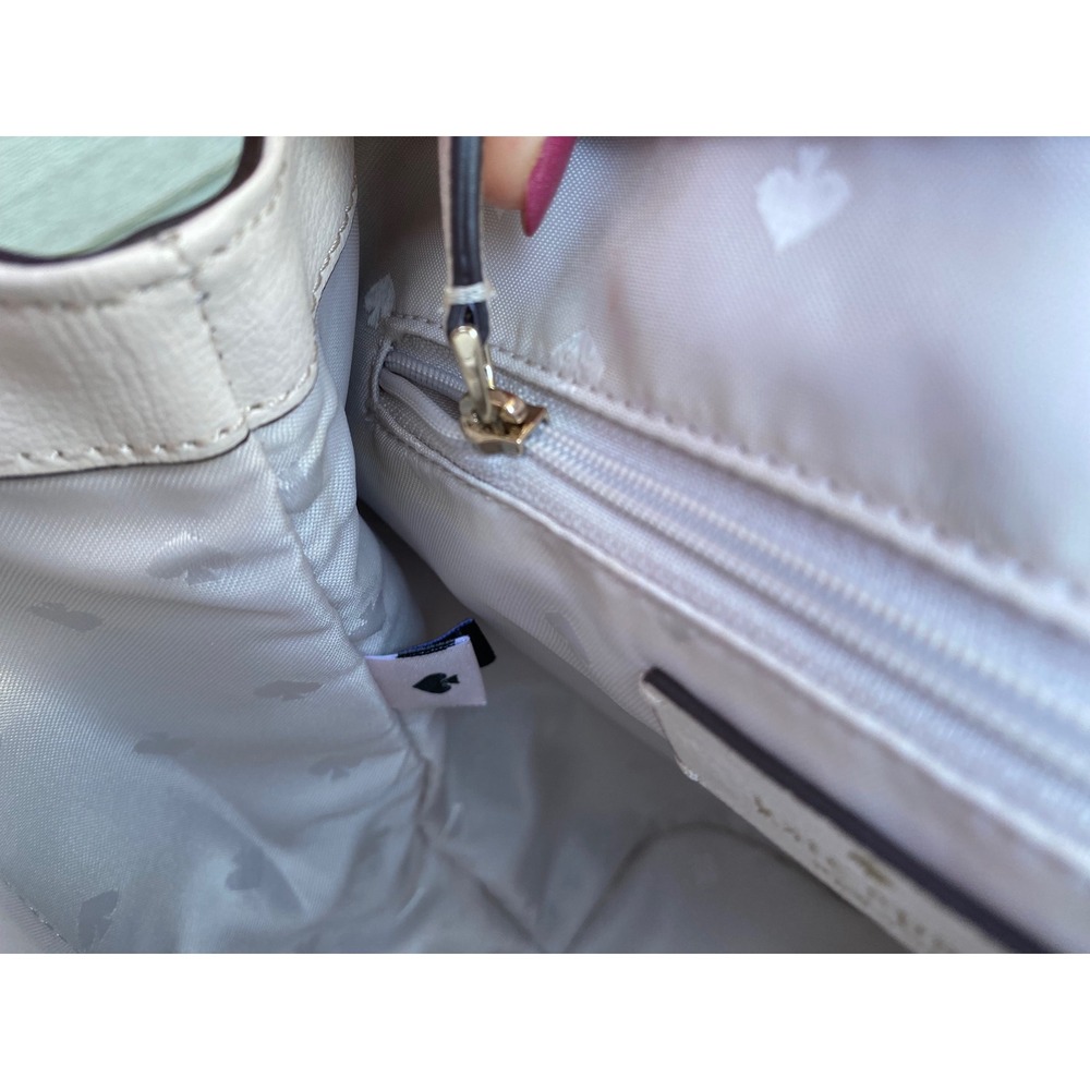 Kate Spade Cream Leather Adel Flap Backpack Designer Bag Luxury Travel  Neutral - Picture 12 of 16